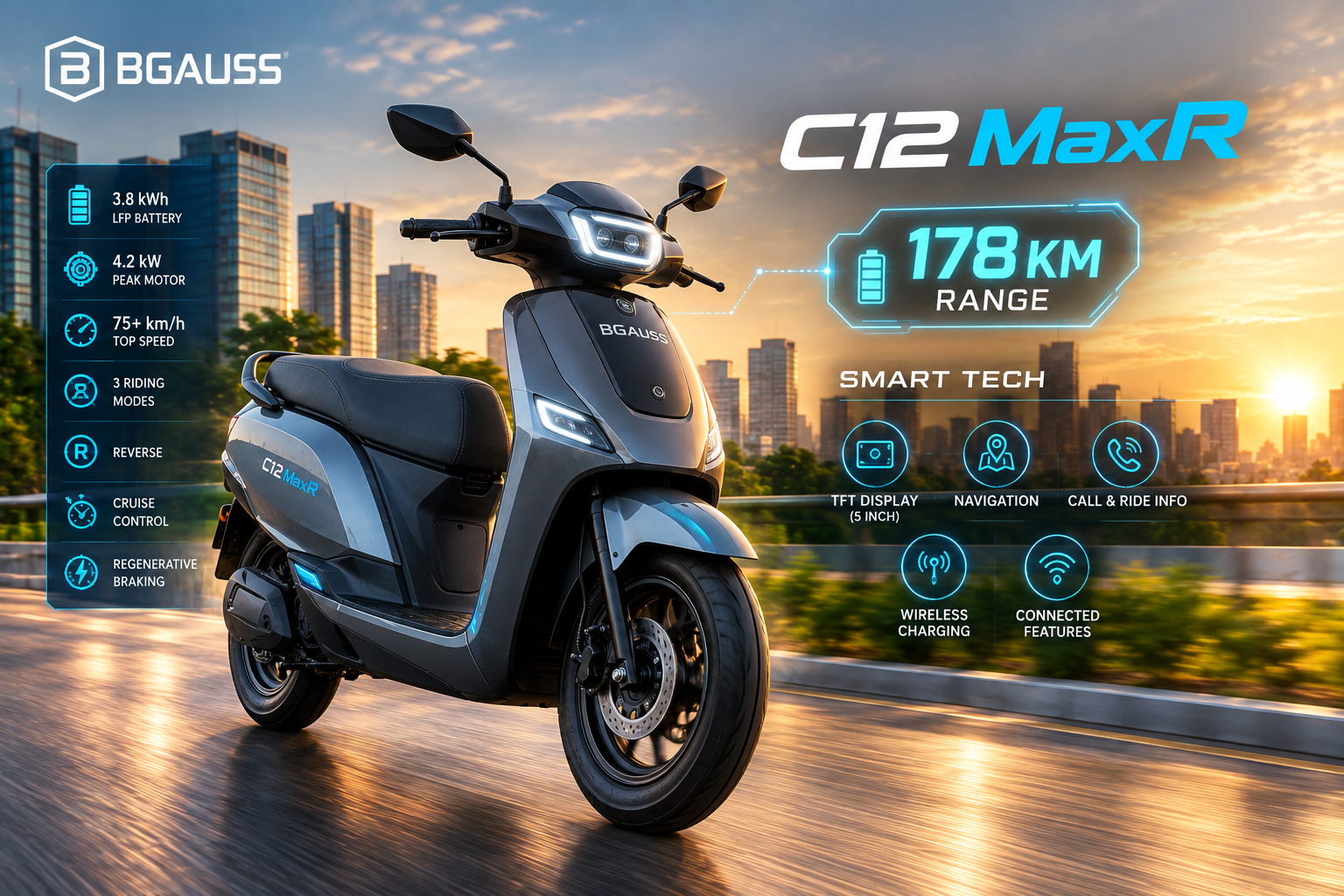 BGauss C12 MaxR Lands: Does This New E-Scooter Deliver On Range & Tech?
