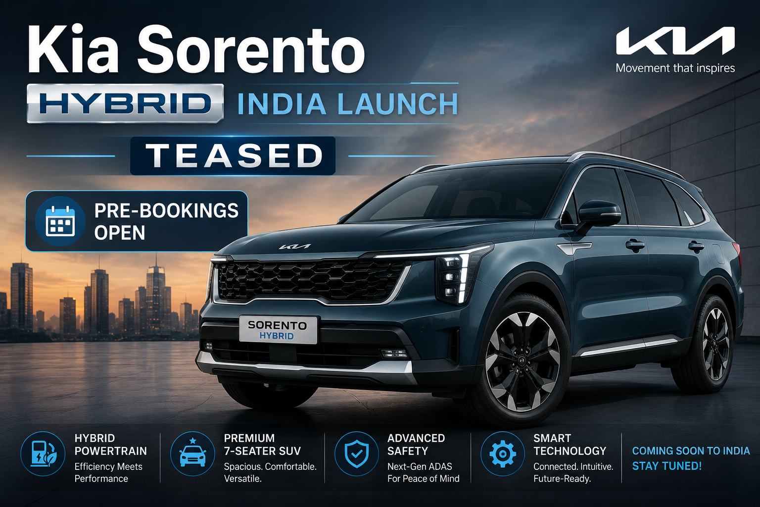 Kia Sorento Hybrid India Launch Teased: Pre-Bookings Open